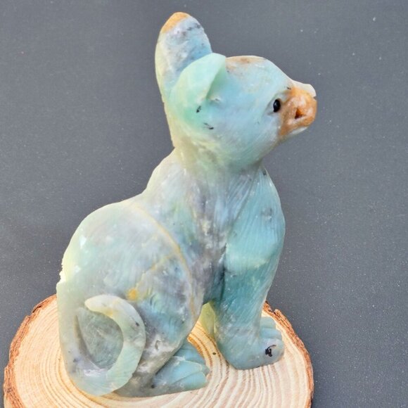 Amazonite ✦ Quartz Cat Figurine ✦ 324g Crystal Sculpture ✦ Healing Animal Totem - Picture 12 of 17